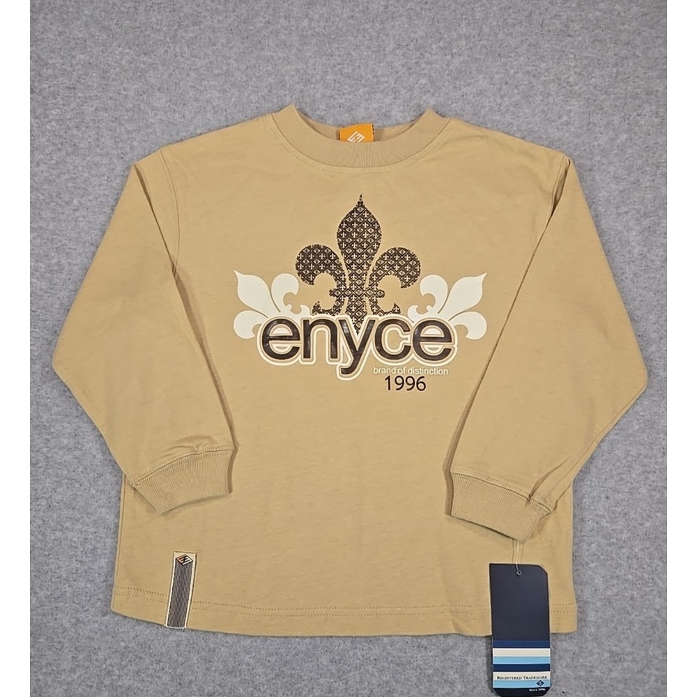 ENYCE Boys Shirt Size 4 Long Sleeve Crew‎ Neck Brown Logo Retro Y2K Vintage NWT